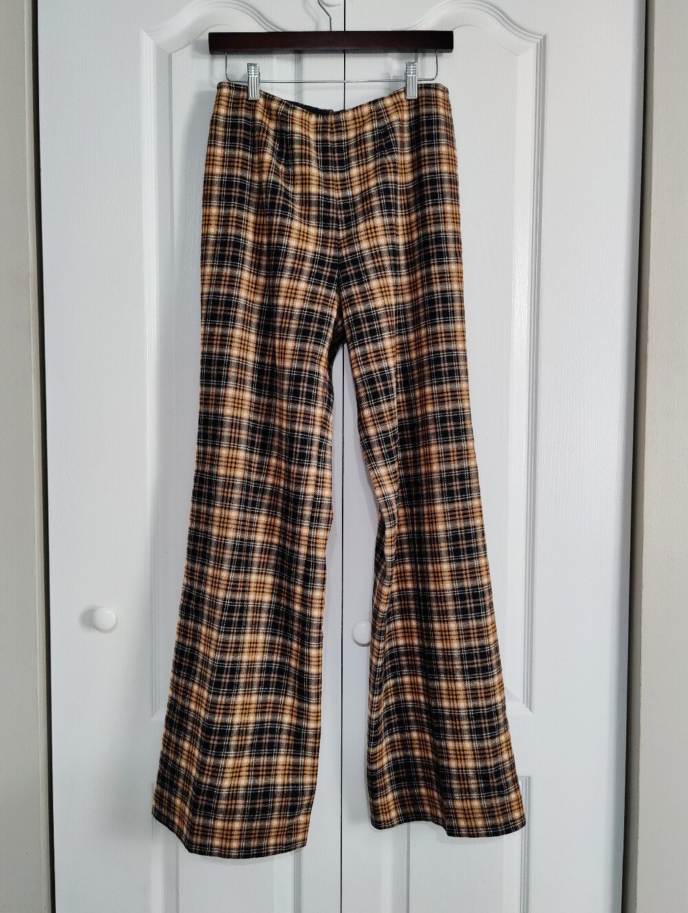 Vintage Pendleton Wool Plaid Wide Leg Pants High Waisted Amber Gold Medium USA - Picture 2 of 16